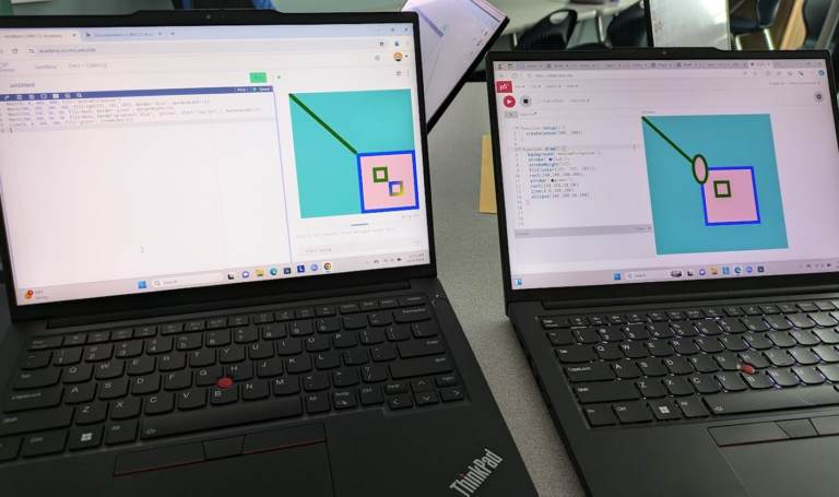 Python on the left, p5.js on the right